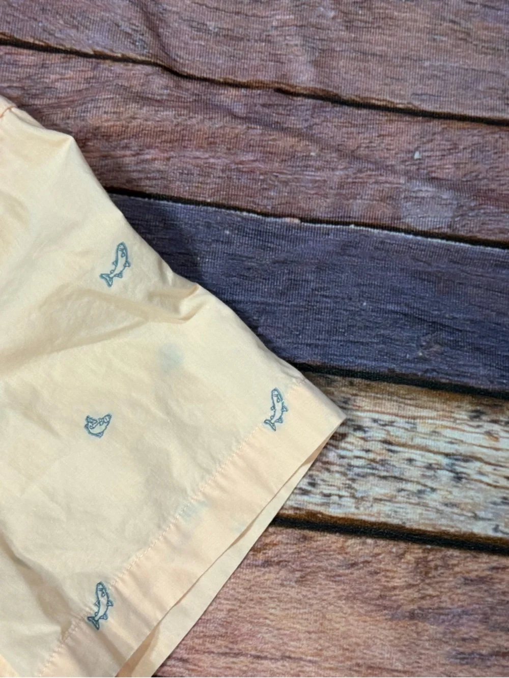 The North Face Peach Colored Button Down Fish Design Short Sleeve Shirt